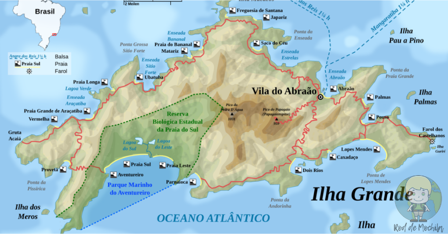 Volta na Ilha Grande, Angra dos Reis, Rio De Janeiro – Mapa das reservas e prais.